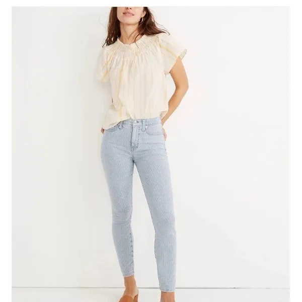 Madewell Pinstripe Skinny Jeans Size 24 High Rise Causa Comfort NWT - Image 9