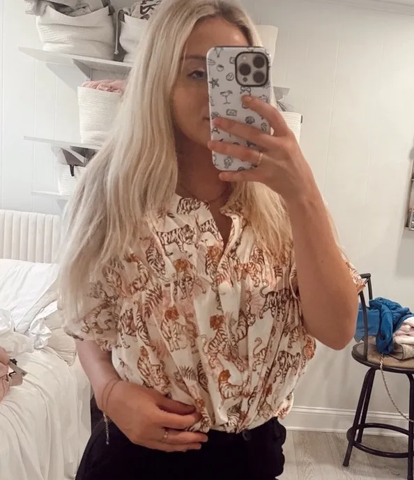 J.Crew BIBI tiger top M - Image 2