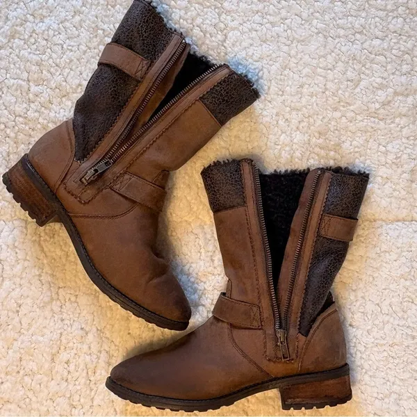 UGG Brown Oregon Stout Mid Shaft Buckle Zipper Boot - Image 2