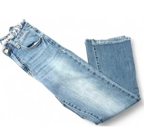 RISEN JEANS 25 / 1 Women's Jeans Raw Edges Waist Straight Leg 25" Inseam Light - Image 2