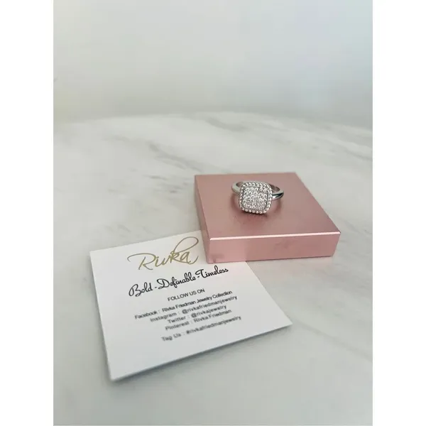 RIVKA FRIEDMAN Twisted Bezel Pavé CZ Ring, Silver Rhodium Plated, Size 6,‎ NWT - Image 8