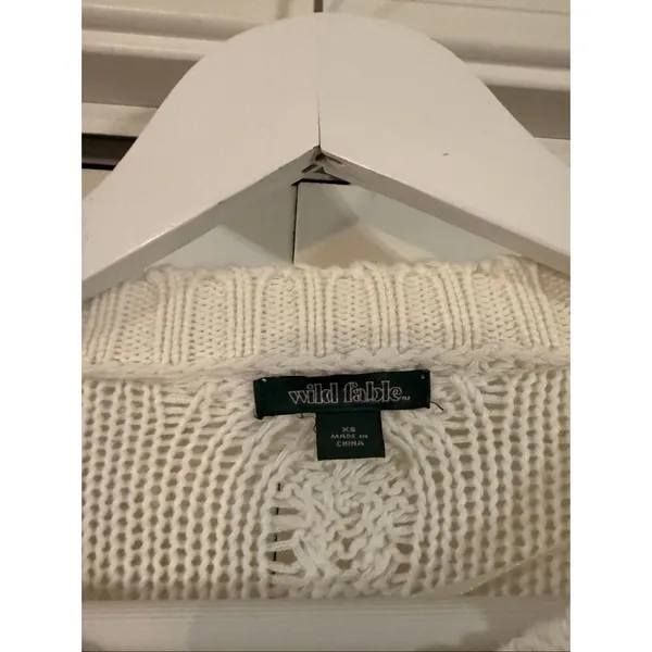 Wild Fable white cotton cableknit sweater size xs Cabincore - Image 3