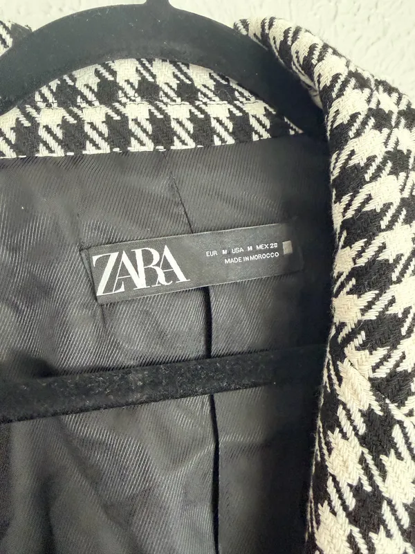 Zara houndstooth double breasted gold button oversized blazer jacket M  - Image 10