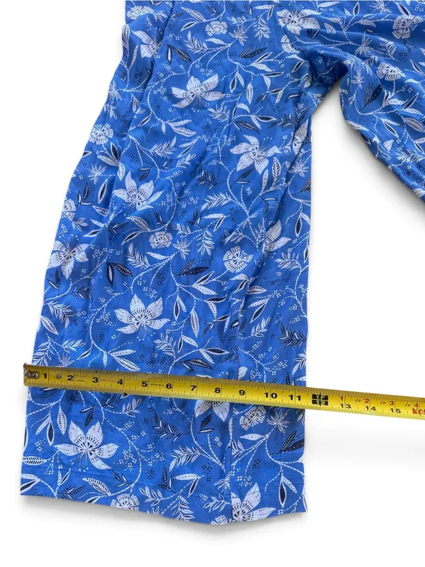 LOFT Blue Floral Smocked Wide-Leg Jumpsuit - Image 4