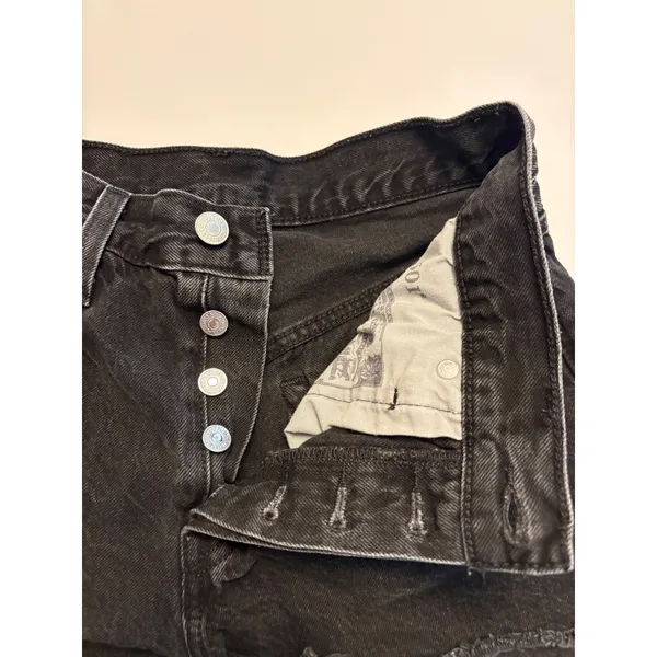 Levi's 501 Original Cut Off Shorts Womens 27 Black Distressed Denim Raw Hem - Image 5