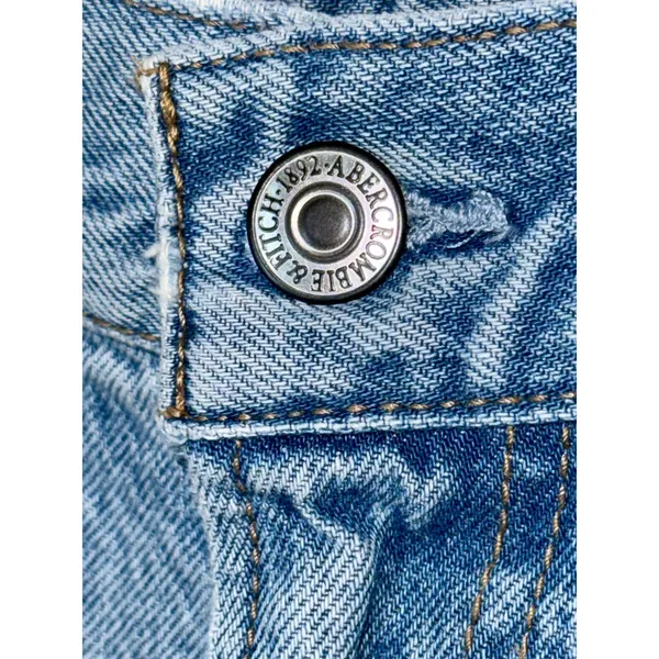 Abercrombie & Fitch Ultra Loose Low Rise Blue Denim Cropped Wide Leg Jeans Sz 27 - Image 5
