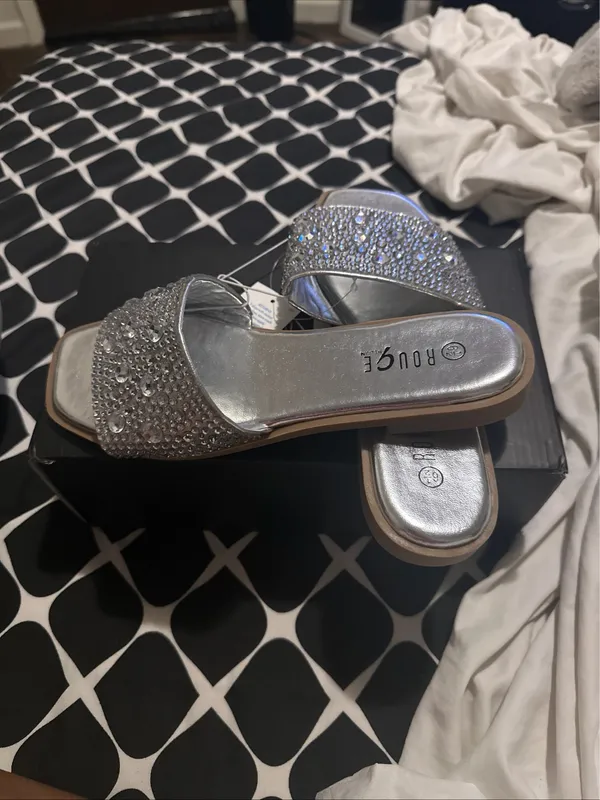 Rainbow Sandals Rouge Silver Embellished Slides Sandals - Image 2