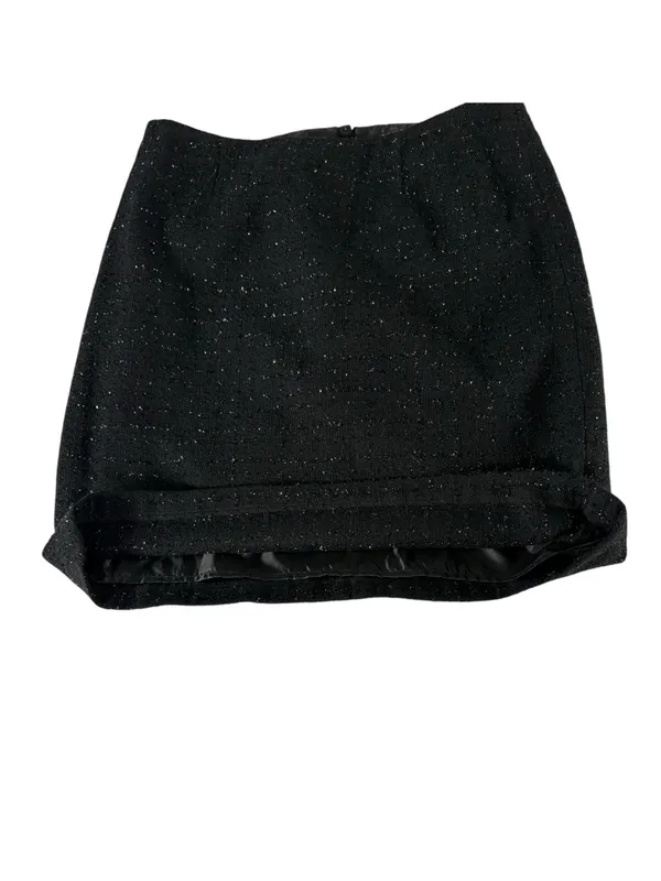 Laundry by Shelli Segal Skirt Womens 6 Black Sparkle Tweed Metallic A Line Party - Image 4