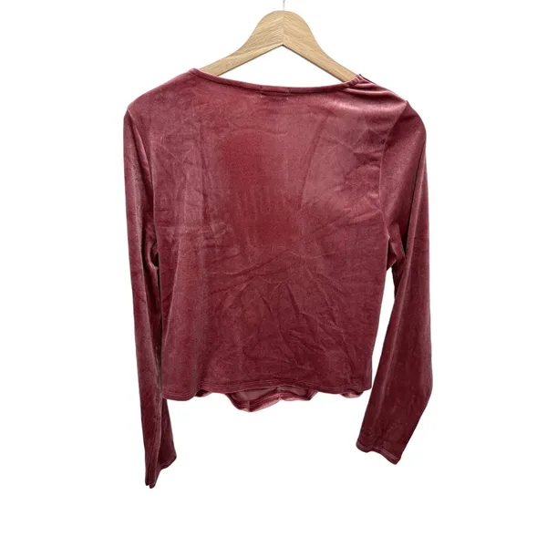 Love, Fire Womens Pink Velour Ruched Long Sleeve Top Whimsigoth Fairy NWT Sz‎ XL - Image 3