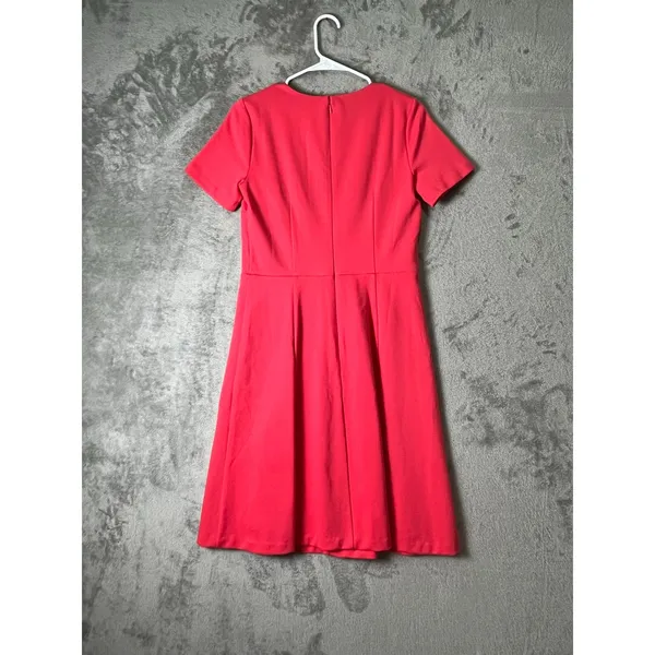 Ann Taylor Coral Pink Short Sleeve Seamed Fit and Flare A-Line Work Dress 6 New - Image 3