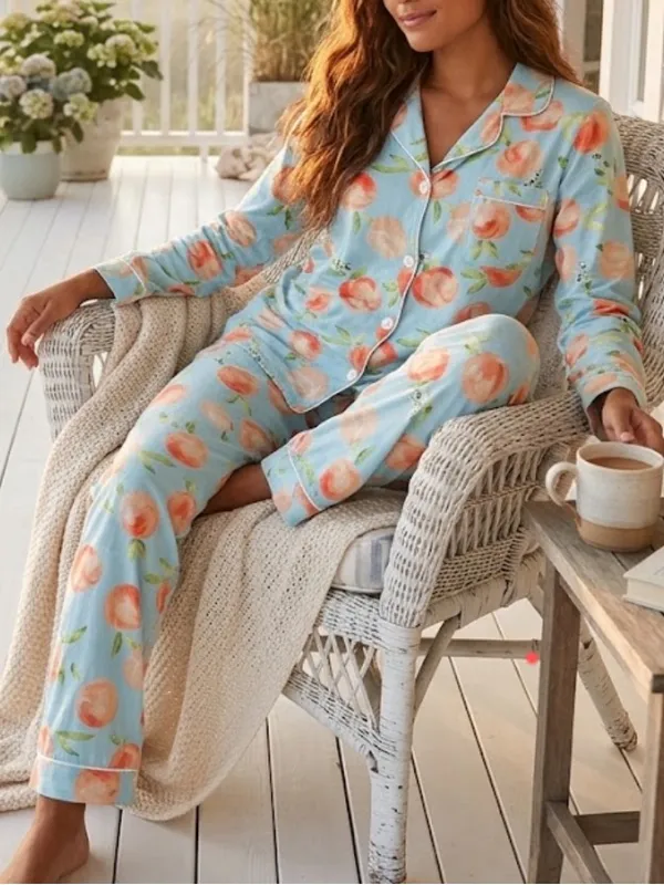 Bedhead PJs Peach Long Sleeve Top & Pants Pajamas Set Size Small - Image 2