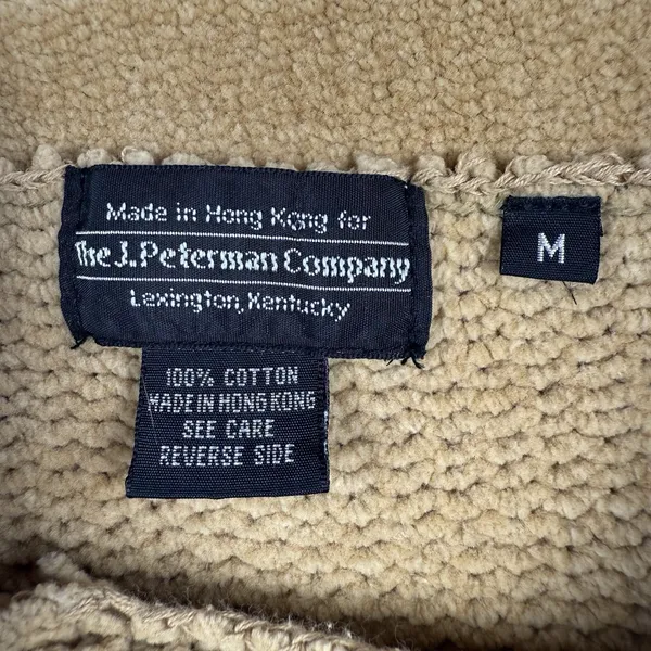 Vintage J. Peterman‎ Co Sweater 100% Cotton Tan/Brown Knit Women's Size Medium - Image 4