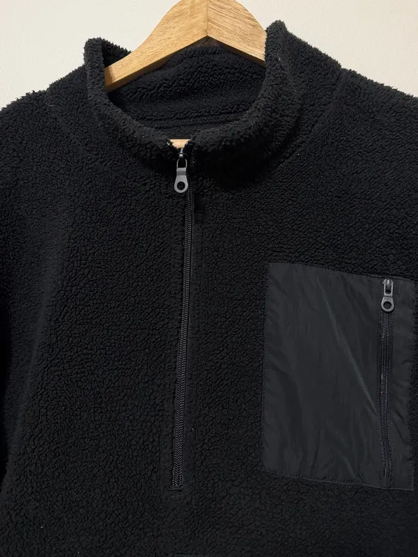 OFFLINE by Aerie Black Fleece Quarter Zip Pullover Size Large Sweater Jacket - Image 5