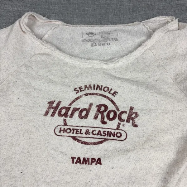 Hard Rock Sweatshirt Womens XL White Seminole Tampa Boat Neck Fleece Graphic - Image 4