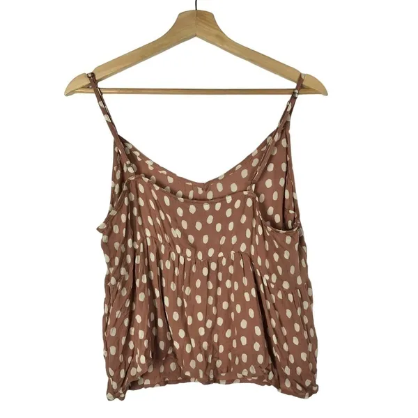 Abercrombie &‎ White Mauve Pink Polka Dot Trapeze Cami Tank Top L - Image 2