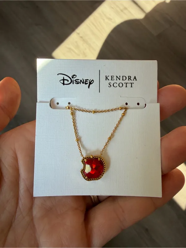 Disney Kendra Scott Gold Necklace with Red Apple Charm - Image 2