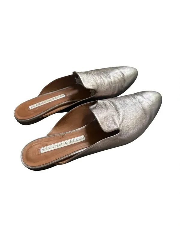 Veronica Beard Gold Metallic Leather Mules 38.5 - Image 2