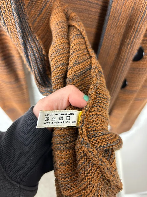 Rico Handmade in Thailand Knit Cardigan Sweater Size L - Image 11