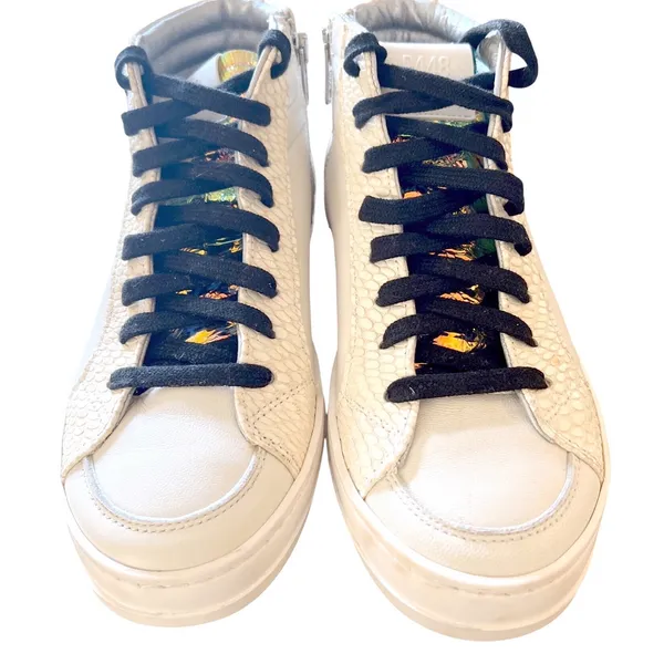 P448 Nautilus High‎ Top Skate Sneakers White Italian Size 35 (US 5) EUC - Image 3