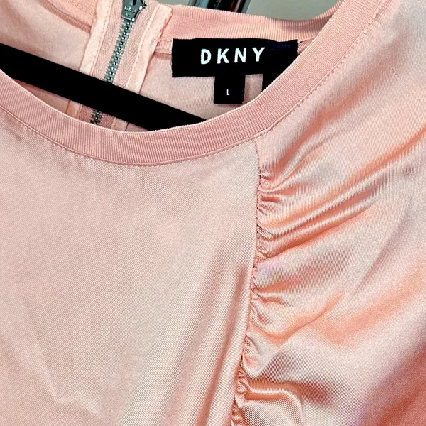DKNY Pale Pink Short Sleeved Blouse, Size Large - Image 2