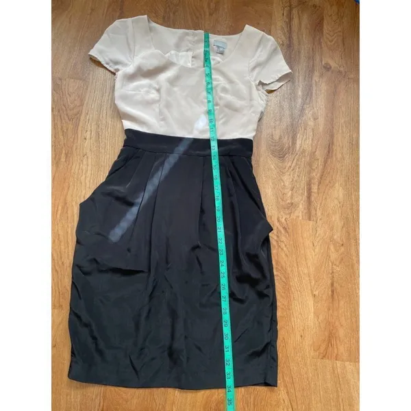 H&M light pink and black color block pleated dress Sz‎ 4 - Image 7