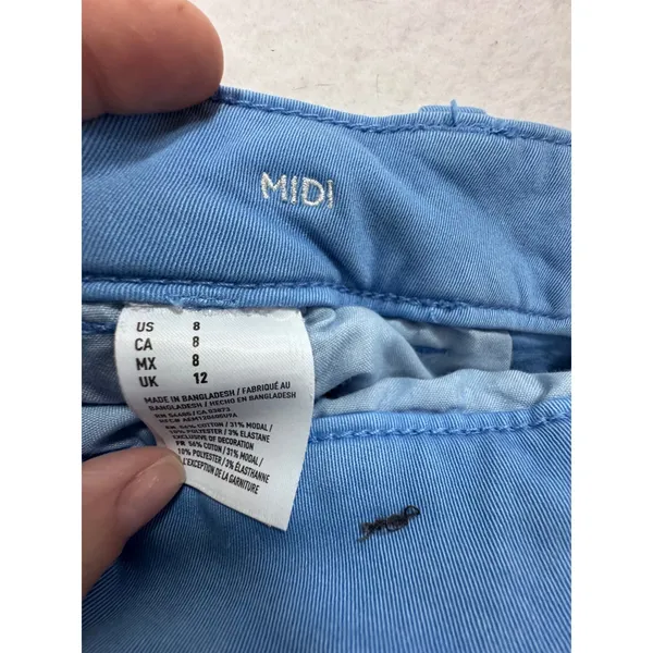 American Eagle Outfitters AEO Twill Midi Super Stretch Blue Chino Shorts Size 8 - Image 4