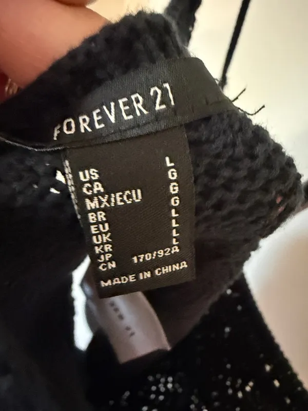 Forever 21 Black Crochet Knit Camisole Top -Festival Top (Top only) - Image 3