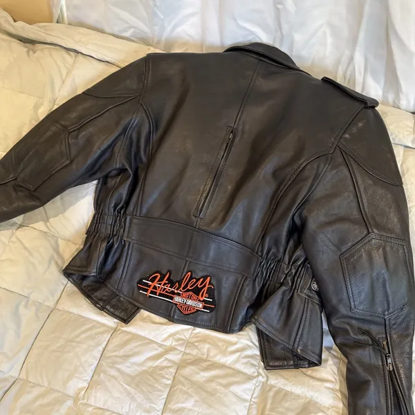 Hot Leathers Studded Black Motorcycle Jacket Zip Out Lining Harley patch Size XL - Image 15