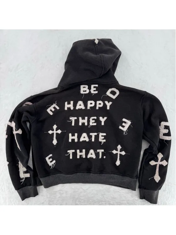 Eternally Devine Hoodie Sweatshirt Distressed Religious Cross Novelty Grunge - Image 4