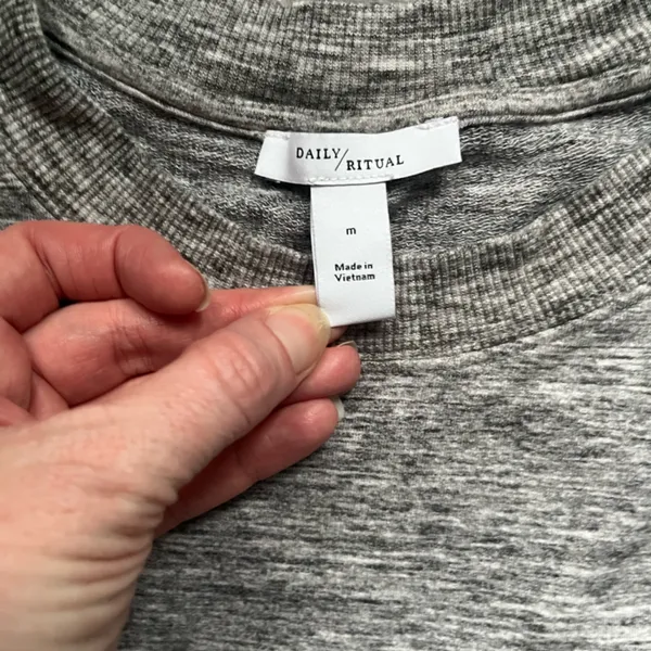Daily/Ritual Heathered Gray Long Sleeve Crewneck Long Sweatshirt Size M Athletic - Image 3