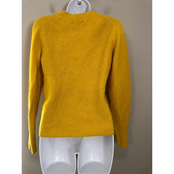 Banana Republic Mustard Yellow Wool Blend Ribbed Crew‎ Neck Sweater Womens XS - Image 2