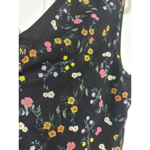 AFRM Midi Dress Wildflower Floral Black Mesh V-Neck Bodycon Size M Aesthetic - Image 5