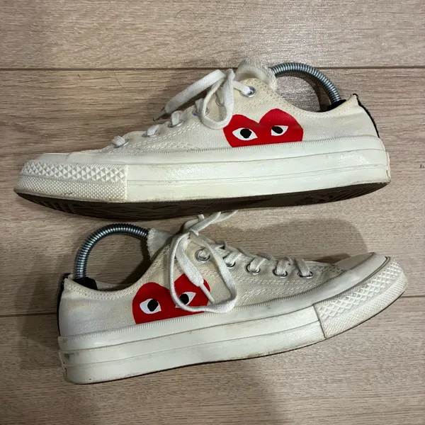 Converse x Comme Des Garcons PLAY Cream Low Top Sneakers Size 5 Men’s/Women’s 7 - Image 2