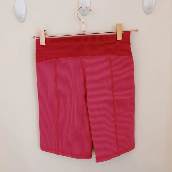NWT For Love & Lemons Dani Ribbed Pink Bike Shorts - Image 4