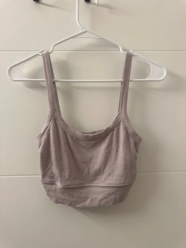 Light Mauve ribbed Crop Tank Top Purple - Image 3