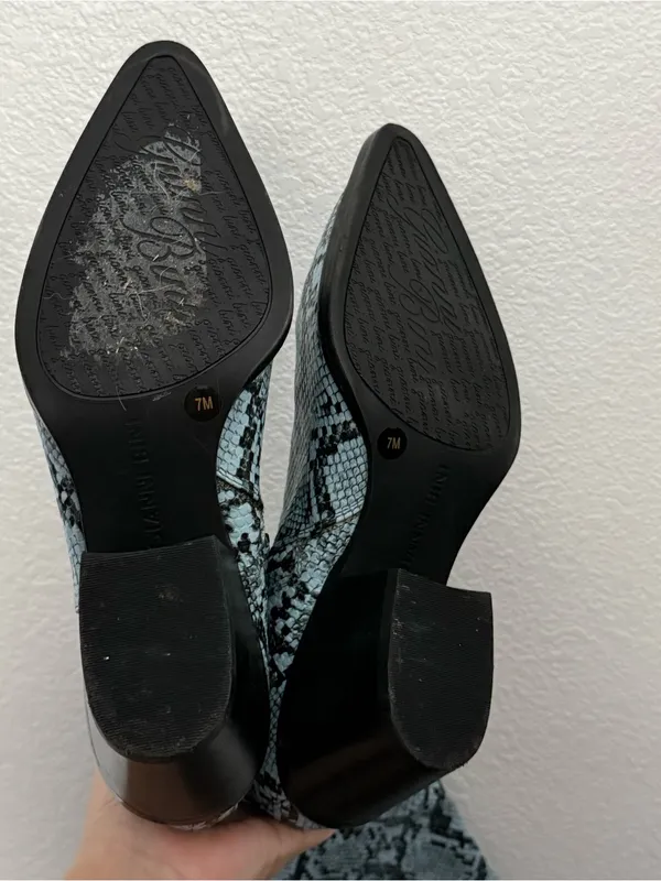 Gianni Bini Blue Snake Print Pointed Thigh High Boots 7 - Image 6