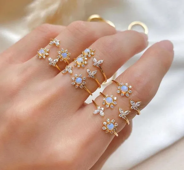 Opal adjustable ring Gold - Image 2