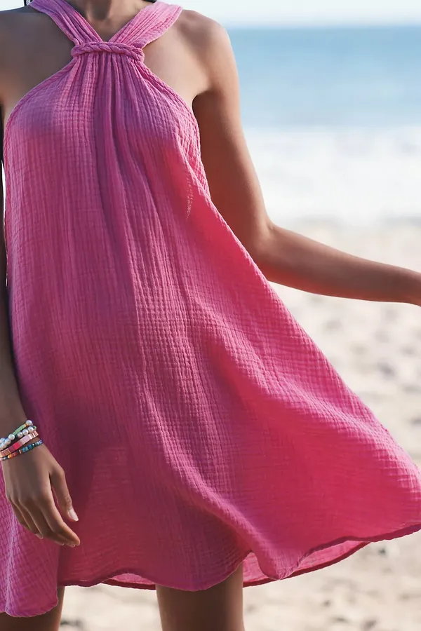 Anthropologie Braided Halter Mini Dress in Pink XS - Image 2