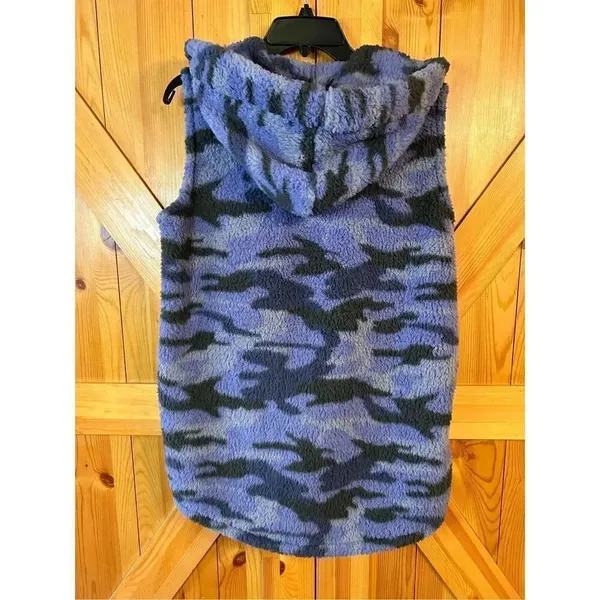Zenana camo Vest Hooded Hoodie Soft Fuzzy Faux Sherpa Fleece size Small (4488) - Image 6