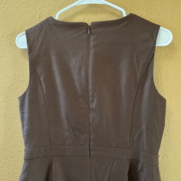 Talbots Marrotto Brown 99% Wool Sleeveless Wrap Front Sheath Dress 2 NEW - Image 6