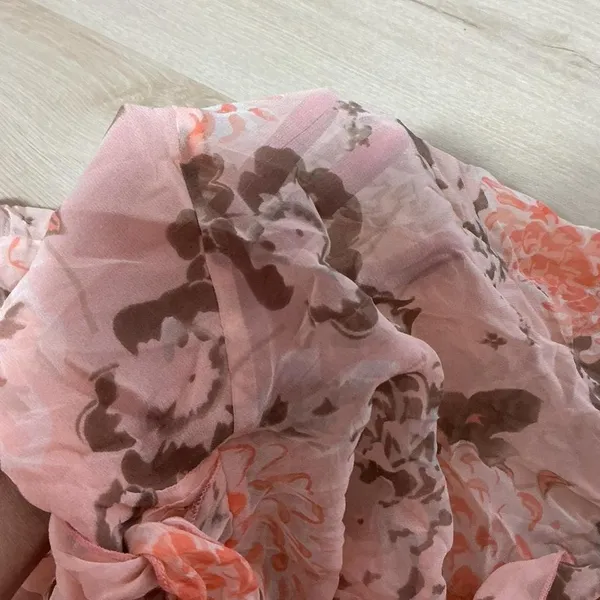 Holly Maternity Sheer Silk Floral Print‎ Peach Maxi Dress Maternity Cottagecore - Image 7