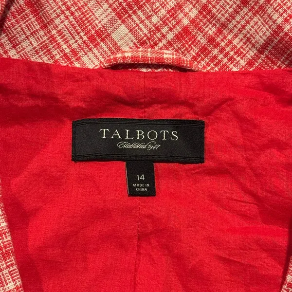 Talbots Linen Blend Blazer Business Casual 3/4 Sleeve Career Office Open Pink 14 - Image 5