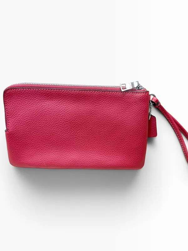 Coach Discontinued Double Corner Zip Wristlet Bright Red Leather F87590 NWOT - Image 2