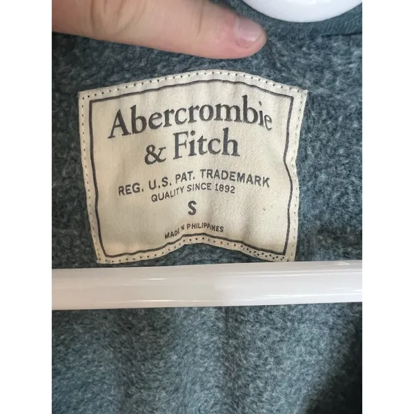 Abercrombie & Fitch Women Small Blue Full Zip Y2K Jacket Hooded Logo Sleeve 90's - Image 3