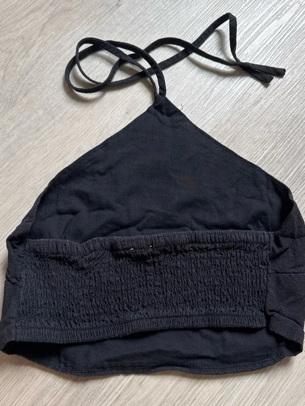 Cotton On Black Halter Crop Top - Image 2