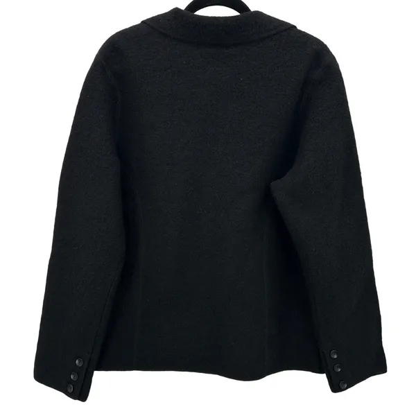 JM Collection Black 100%‎ Boiled Wool Button Front Cardigan Jacket Large VTG - Image 2