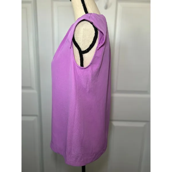 Banana‎ Republic Purple Cap Sleeve Top Pleated Neck Size XS - Image 3