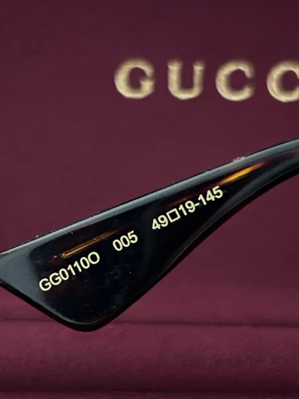 Gucci GG0110O 005 Women Blue Gold Rectangle Eyeglasses w/Case‎ Authentic - Image 9