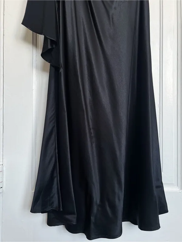 Meshki • Calliope One Shoulder Maxi Dress gown black satin formal evening draped - Image 7