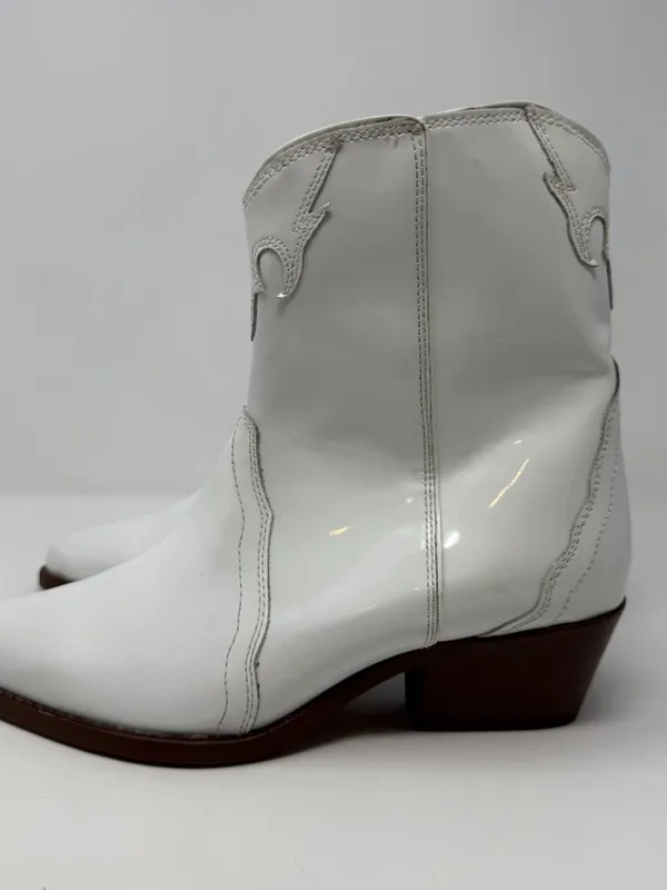 Free People New Frontier Western Cowboy Boot Womens 6.5 White Patent Leather NWT - Image 9